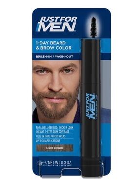 Just For Men 1-Day Beard and Brow Color Coverup Filler Light Brown NWT